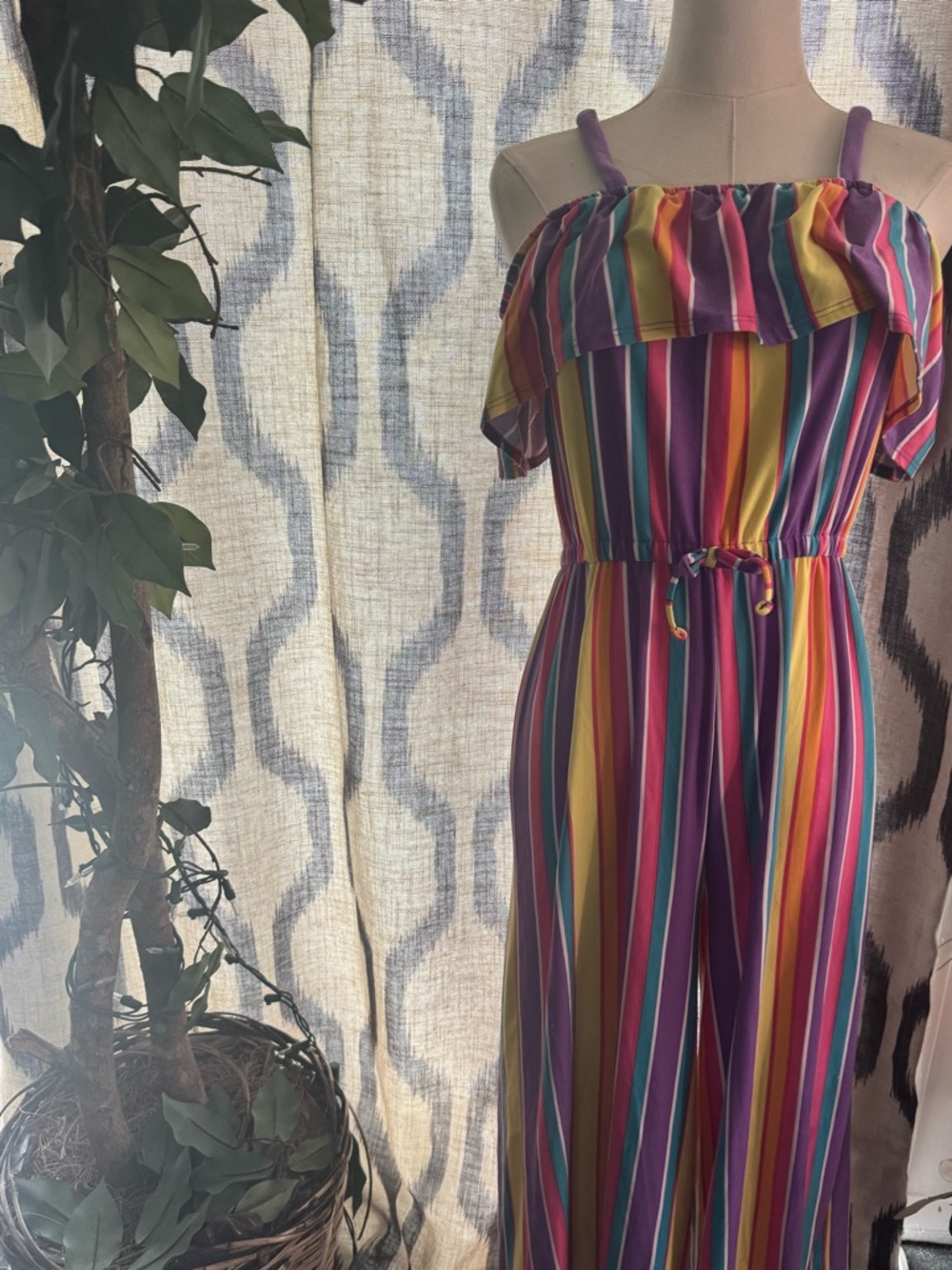 Girls sz 14 Multicolor Striped pants Romper